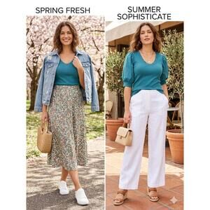 Chico's Women's Puff-Sleeve Henley Top Blue S Casual NWOT